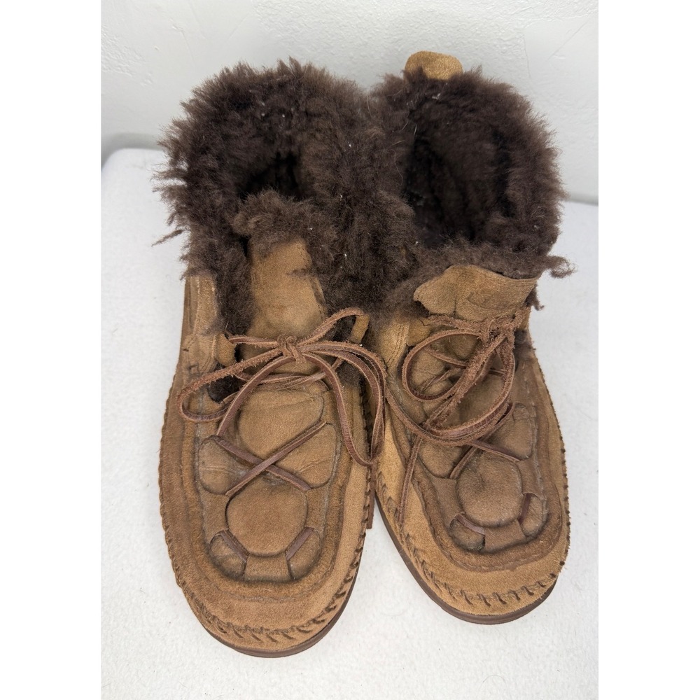 LL Bean Wicked Good Lodge Boots Brown Suede Shearling Moccasin Mens 11 290572